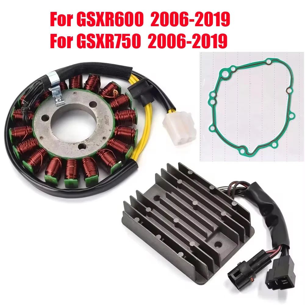 Bobina de estator + rectificador regulador + junta protectora de estator para Suzuki GSXR600 GSXR750 2006 - 2019 GSX-R GSXR 600 750