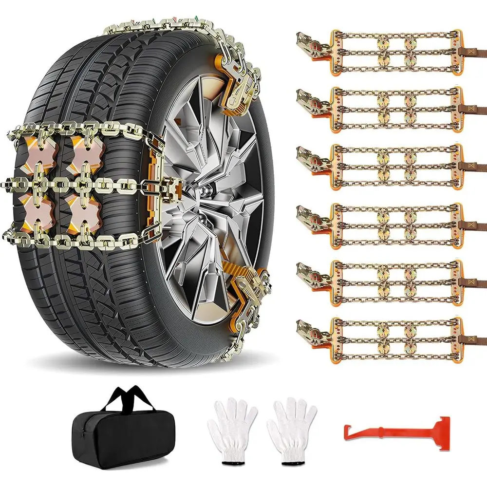 سلاسل جر لجميع الأحوال الجوية لسيارات الدفع الرباعي والسيارات والشاحنات، قابلة للتعديل لإطارات 225-305 مم، مثالية للثلج والثلج والطين #1