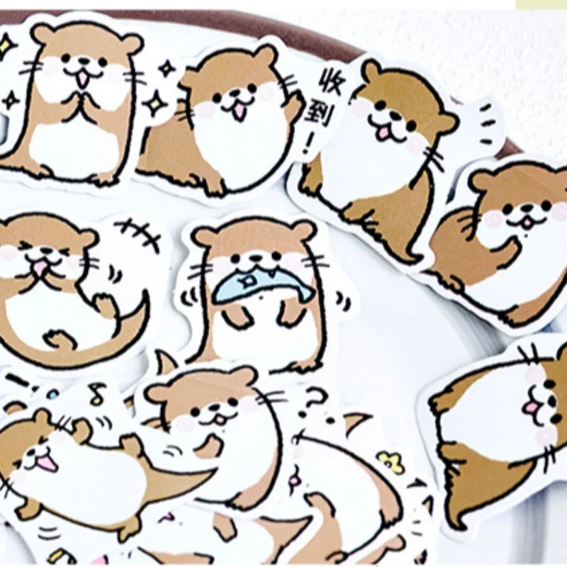 45 Sheets Per Pack Cute Otter Stickers Scrapbook Collage Diary Decoration Student Stationery Beautification Stickers