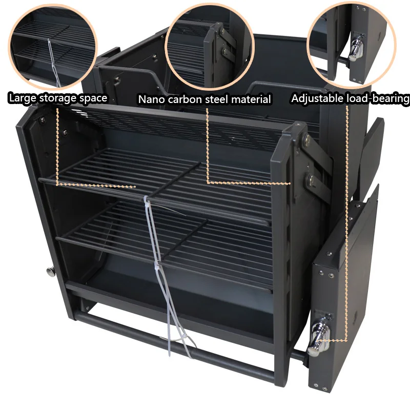 خزانة المطبخ طبقة مزدوجة سلة قابلة للسحب سلة توابل رفع لينة مغلقة رفع تخزين الرف تخزين الرف #3