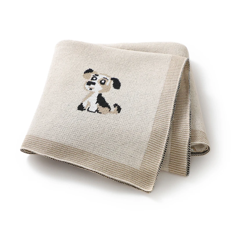 

Baby Blanket Cotton Knit 90*70CM Newborn Infant Stroller Swaddling Wrap Super Soft Plaid Girl Boy Bedding Quilt Cute Cartoon Dog