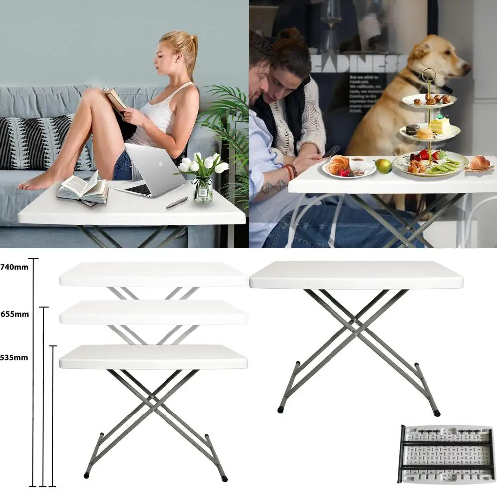 

20 x 30 Compact Portable Folding Table, Multifunctional Adjustable Height, White