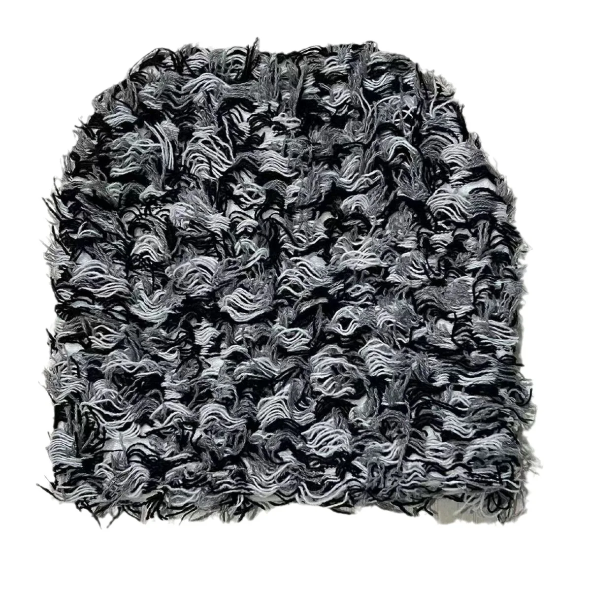 Balaclava Beanies Men Funny Hat Outdoor Camouflage Plush Fuzzy Distressed Knitted Hat Ski Mask Beanie Fashion Street Hip Hop Cap