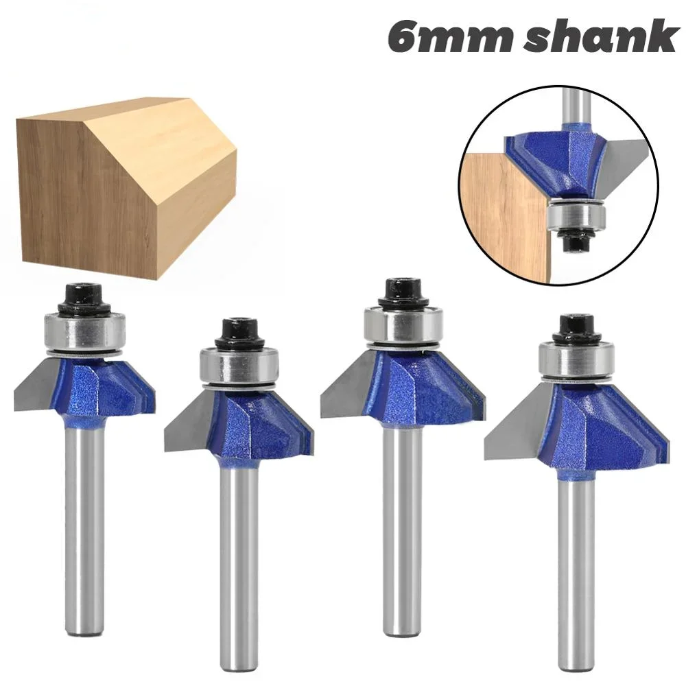 1PC 6mm Shank 45 Degree Chamfer Router Bit Tungsten Carbide Edge Forming Bevel Woodworking Milling Cutter Tool for Wood Trimming