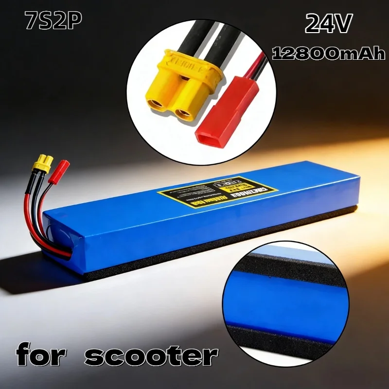

Aleaivy 24V 12800mAh 7S2P Lithium Battery with Shock-Resistant Cotton–High-Capacity Replacement for 29.4V Scooter Durable Stable