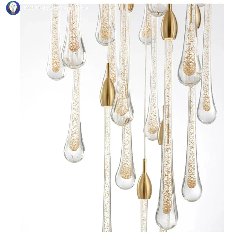 K9 Crystal Chandelier Villa Round Stairs 3W Light Led Light Fixture Metal Chandelier DIY Suspend Lamp Manggic Illumination