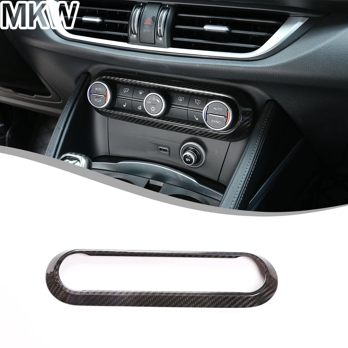 

Для Alfa Romeo Stelvio Giulia 2017-2023 настоящее углеродное волокно, ручка громкости автомобиля, декоративная рамка, аксессуары для салона автомобиля