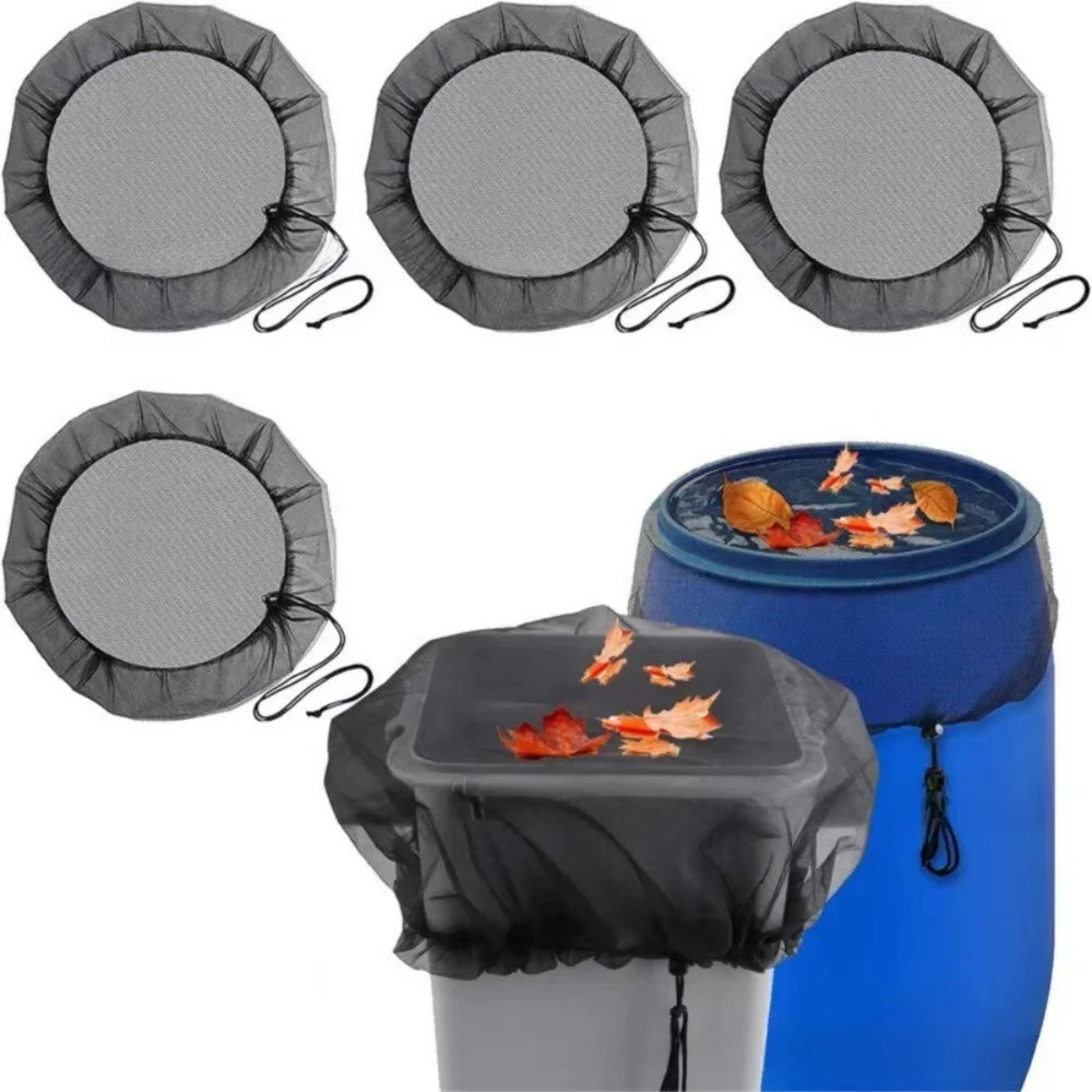 Polyester Rain Barrels Cover Net Anti-Mosquito Leaves Fall Protection Water Collection Buckets Mesh Cover Reusable
