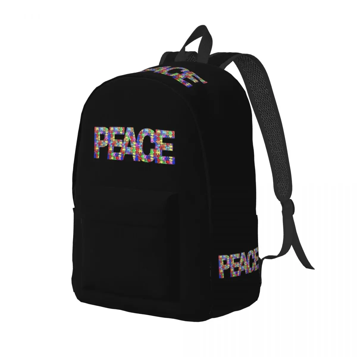 Multi Color Puzzle Classical Backpack with Pocket High School Business Daypack for Men Women Laptop Shoulder Bag