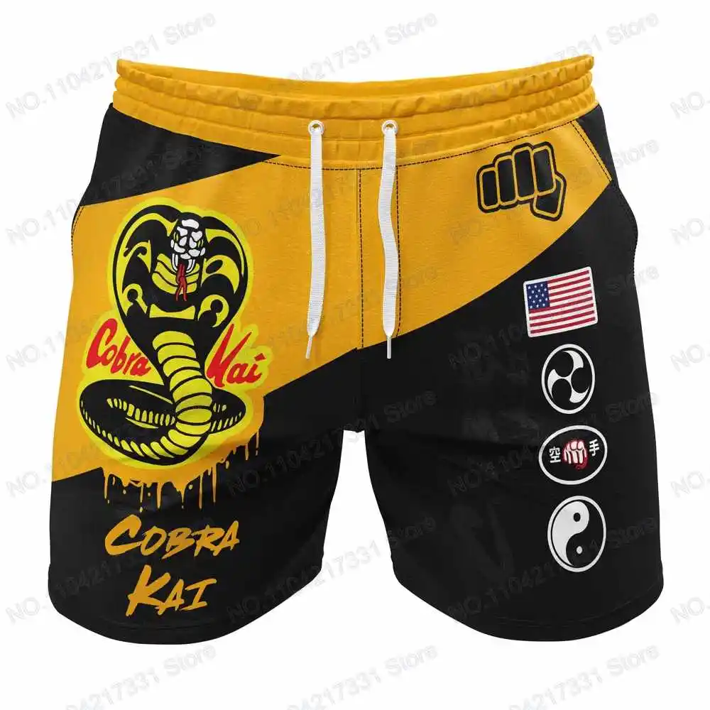 Cobra Kai Cartoon Anime Rash Guards Surfing Jersey Beach Shorts Swimwear Diving Gym Shorts MMA BJJ Men Jiu Jitsu Fitness Sets