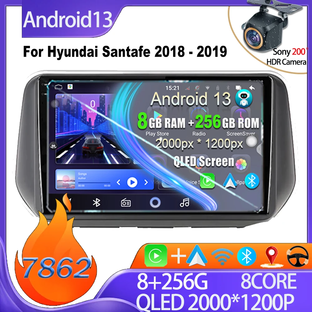 For Hyundai Santafe 2018 - 2019 Android Radio Rear Camera Android Auto Intelligent System 8 Core Car Multimedia Player Carplay