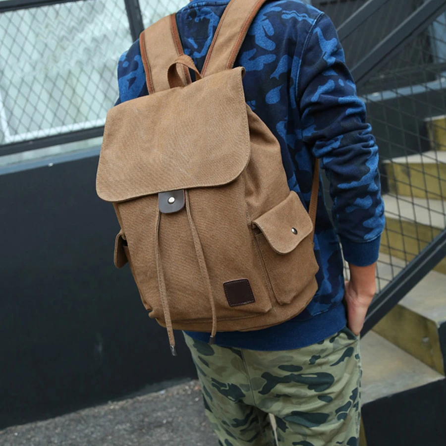 Neue Hohe Qualität Leinwand Männer Rucksack Große Schulter Schule Tasche Rucksack Für Jungen Reise Mode Camping Taschen Mode Einfache Taschen – Detail 2