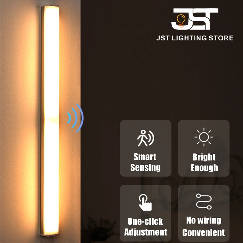 Human Body Sensing Wireless Charging LED Night Light Used For Corridor Wardrobe Bedside Bedroom Decoration LED Smart Night Light