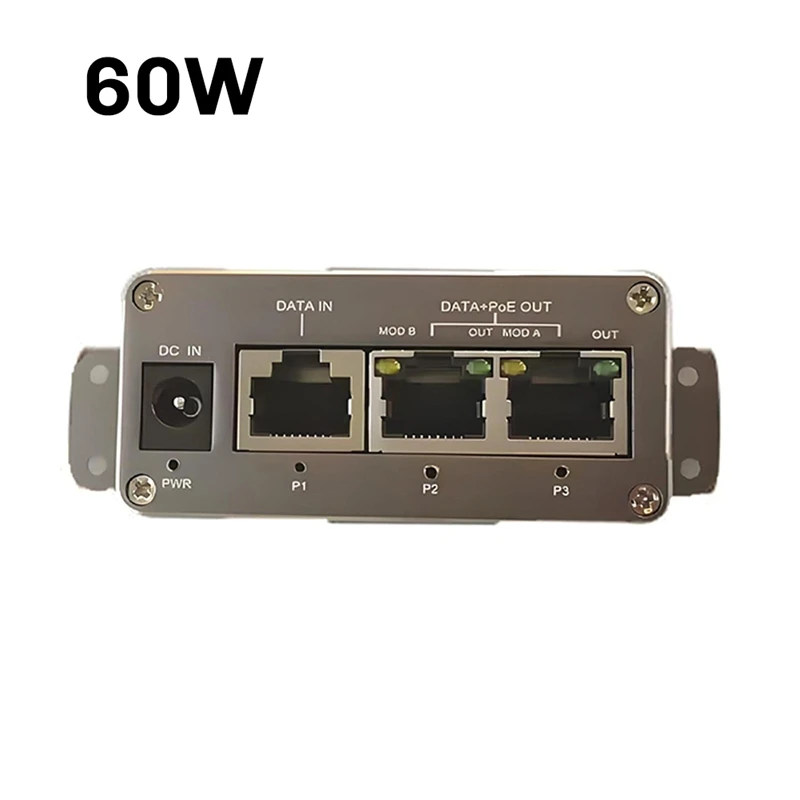 3 Port MINI Gigabit POE Injector 20Vdc-36Vdc Input Mode A And B 24V Passive POE Max 60W Output POE Injector 60W