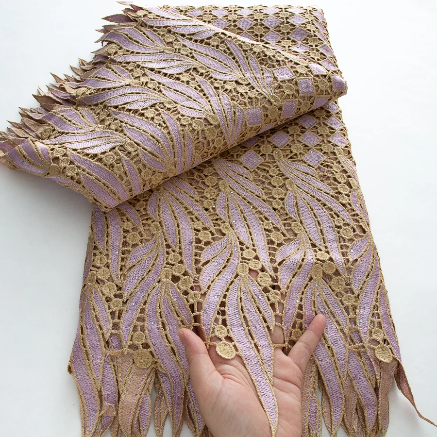 

Latest Guipure Lace Fabric 2025 High Quality 5Yard Water Soluble African Cord Lace Fabric Nigerian Elegant Dress for Women A3925