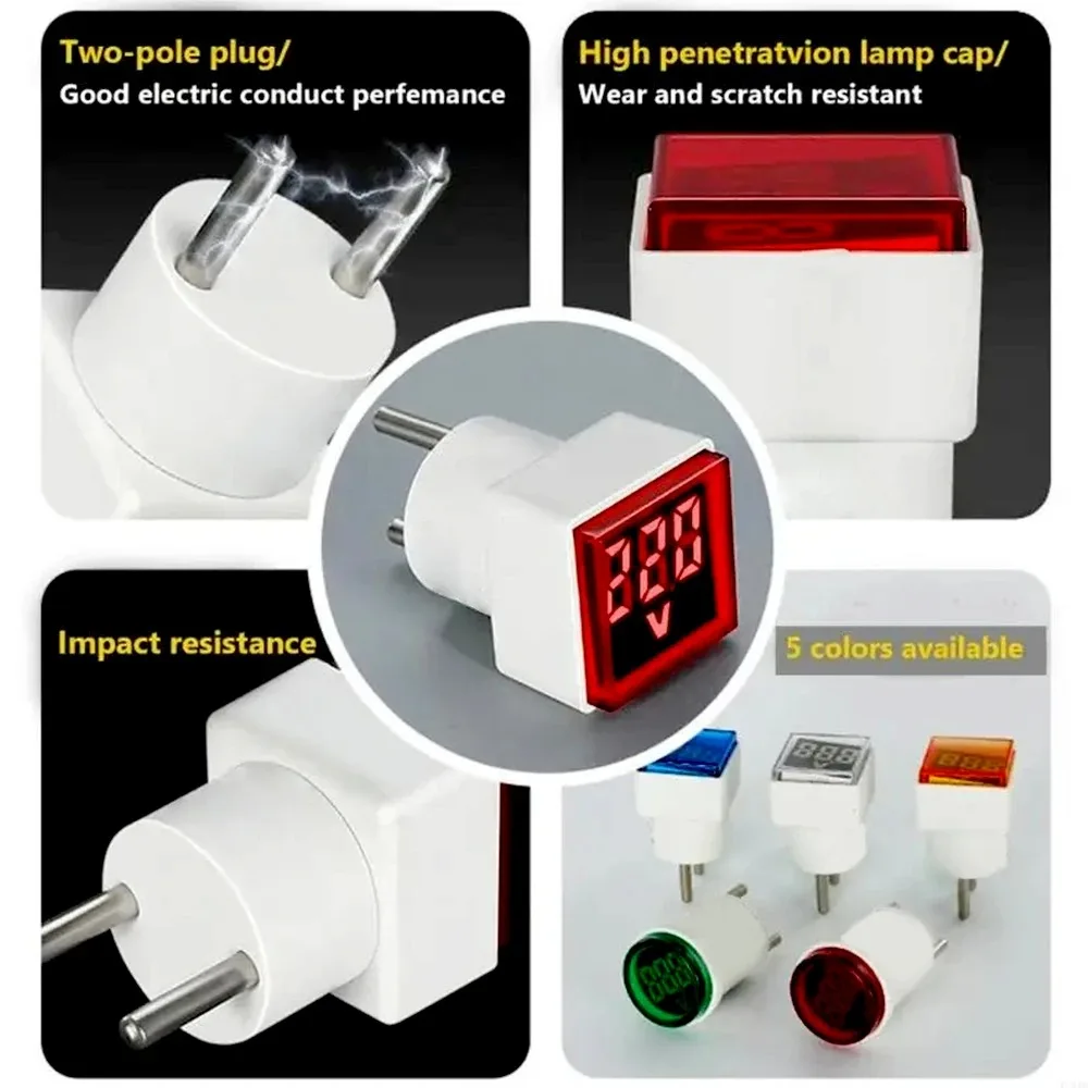 مؤشر الفولتميتر الرقمي للتيار المتردد، الفولتميتر الرقمي، لا يتطلب أسلاك، قابس أوروبي، نطاق قياس الجهد 50 ~ 500 فولت #6