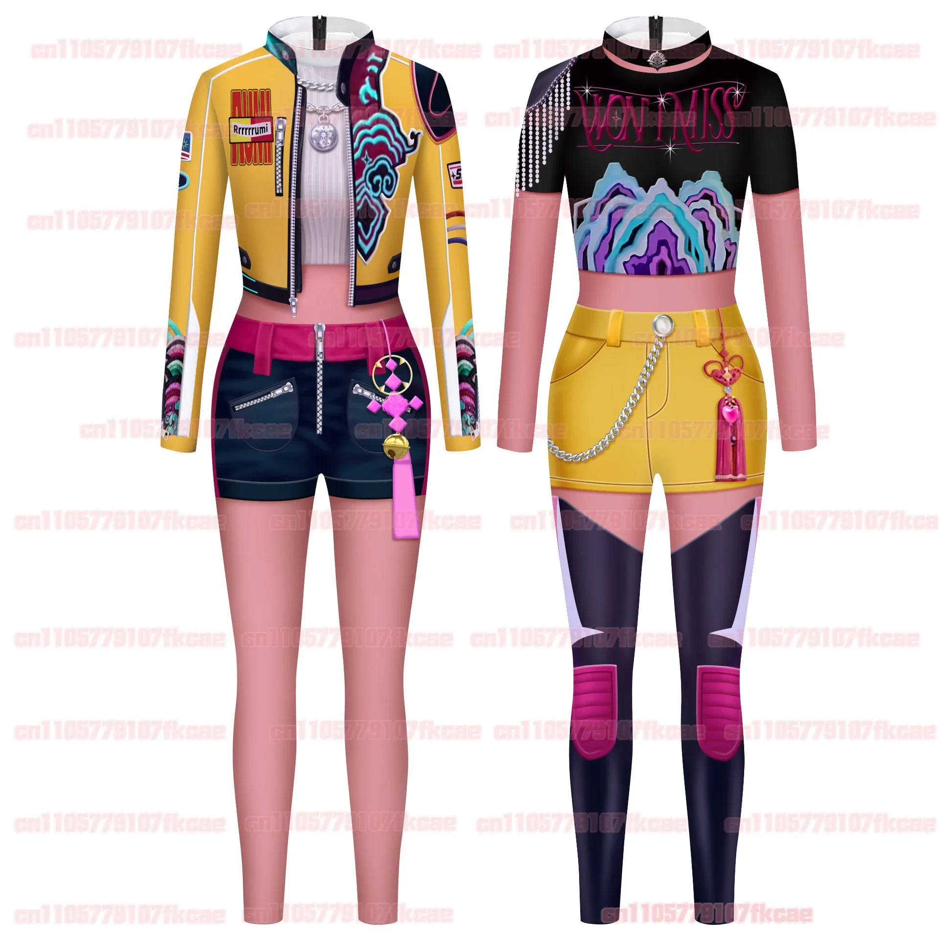 بدلة نسائية من Mira Rumi K-Pop Demon Hunters التأثيرية بطباعة ثلاثية الأبعاد بدلة Zentai لأداء مسرح حفلات الهالوين