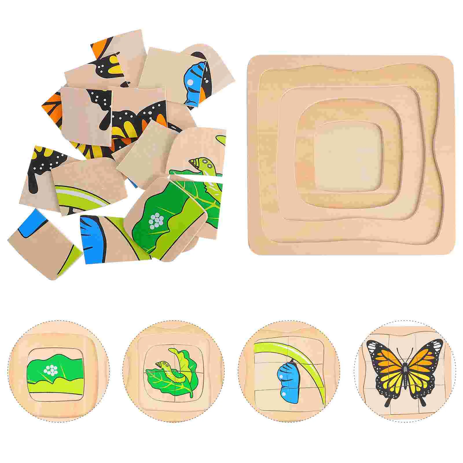 

Growing up Jigsaw Puzzle Educational Toy Wooden Cartoon Toddler Multilayer Toys Board Multi-layer