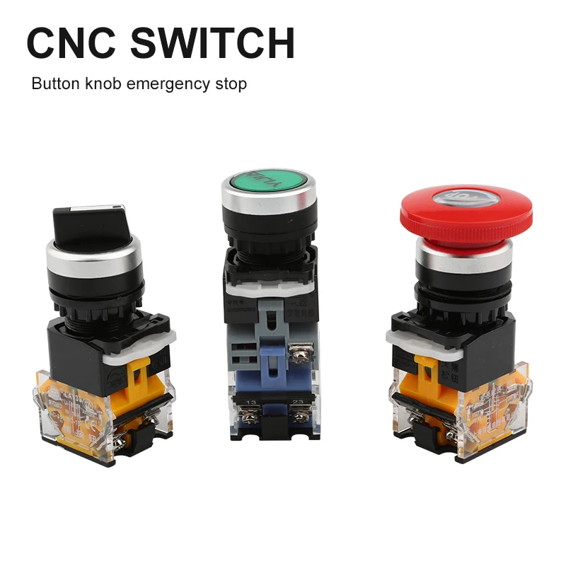 Round Power Button Switch Emergency Stop With Light Knob Start Contact Power Switch On Normally Open Normally Closed Switch