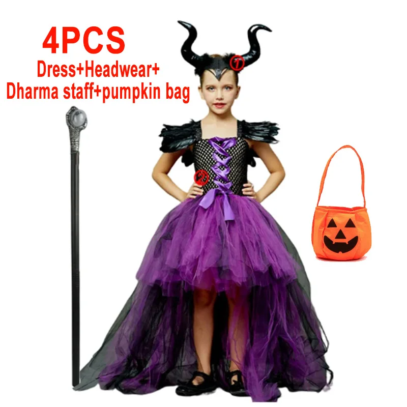 Halloween Girls Witch Dress Carnival Party Toddler Kids Bat Costume Dress Up Children Clown Vampire Pumpkin Clothes Suit