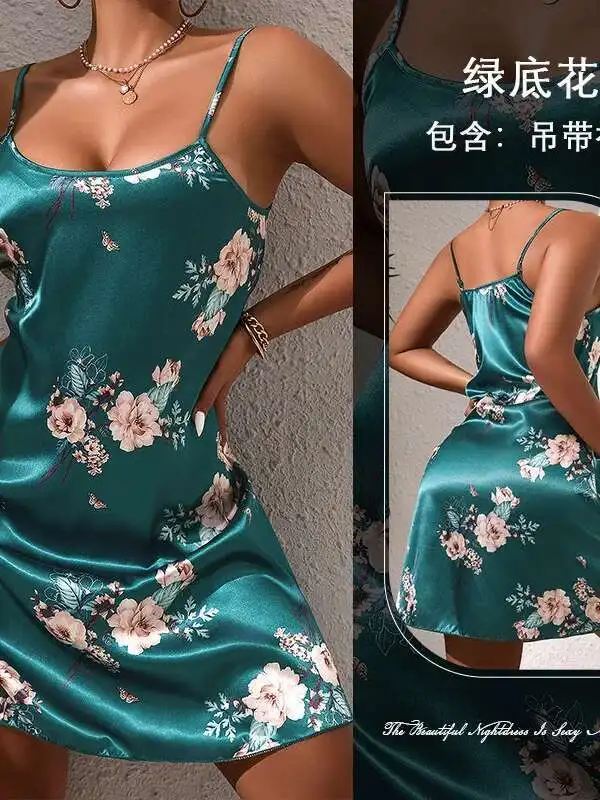 Nuevo vestido verde con bordado de flores, estilo puro deseo, sin espalda, tirantes en V profundo, vestido sin mangas, elegante, encantador, hermoso 224K