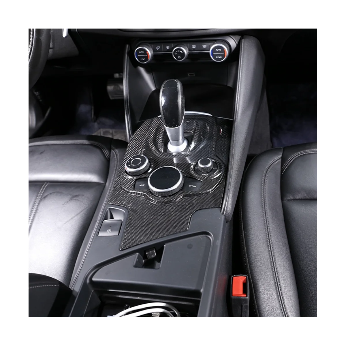 For Alfa Romeo Giulia 2017-2019 LHD Dry Carbon Fiber Center Control Gear Panel Frame Decoration Sticker Car