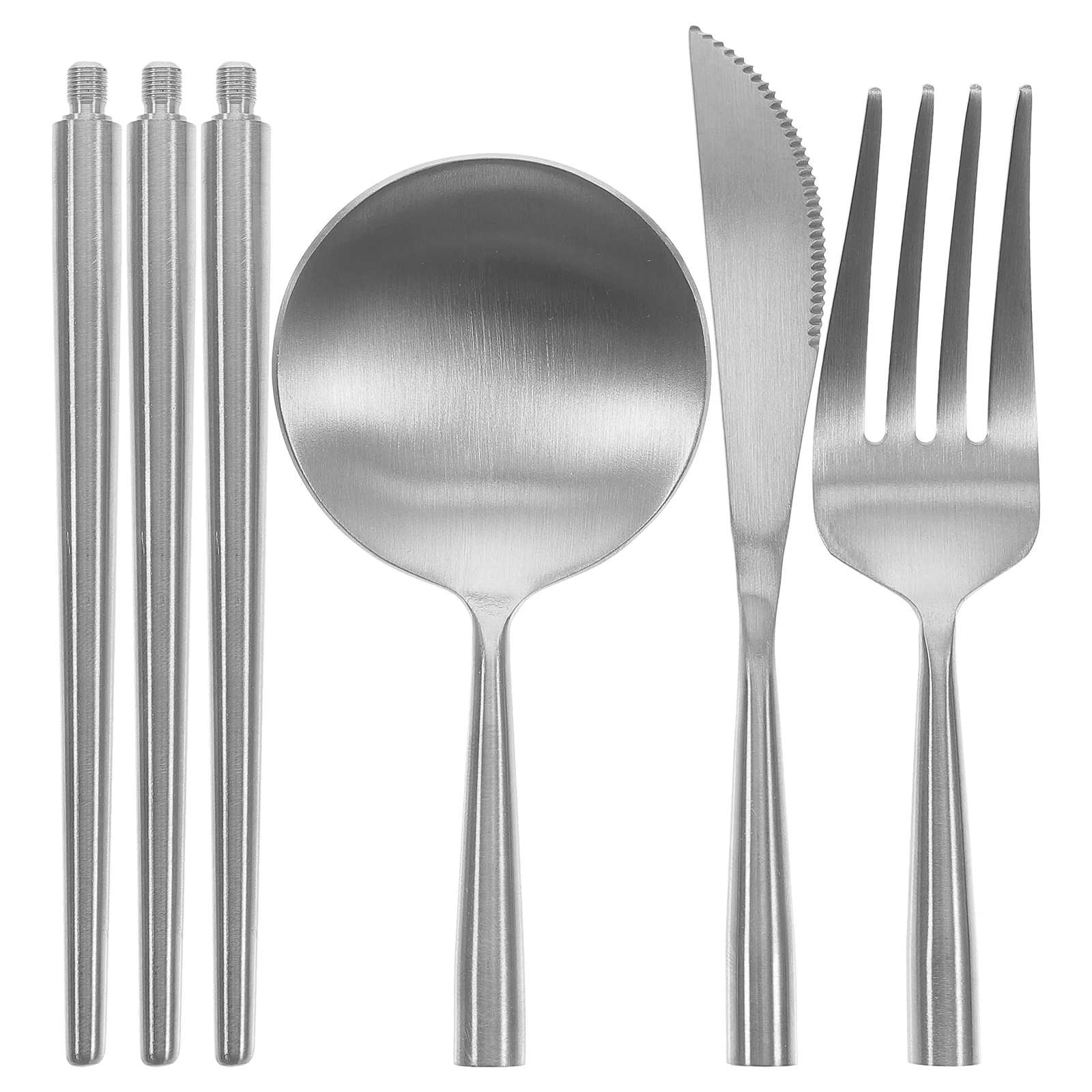 

Fork and Spoon Serving Utensils Camping Flatware Stainless Steel Cutlery Bread Kit Travel Dinnerware