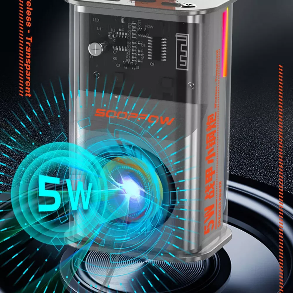 Speaker Bluetooth TWS Nirkabel Portabel Lampu LED Audio Mech Transparan Baru AS