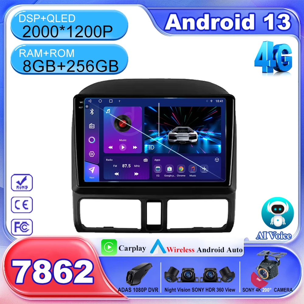 

QLED Screen For Honda CR-V CRV 2 2001 - 2006 Car Radio Multimedia Video Player Navigation GPS Android No 2din 2 din dvd 5G Wifi