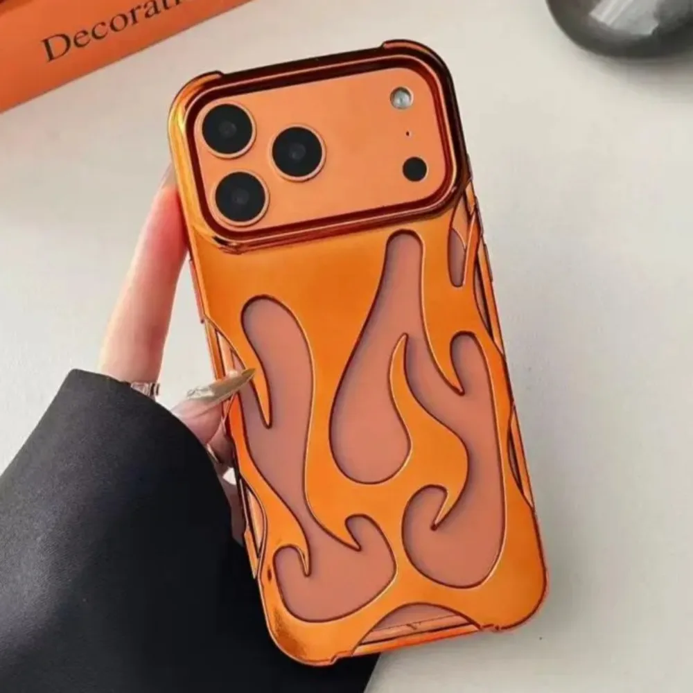 Galvanisierte Hohle Flammenmuster Silikon Handyhülle für iPhone 17 16 15 14 13 12 11 Pro Max Stoßfest Wärmeableitend Weiche Schutzhülle
