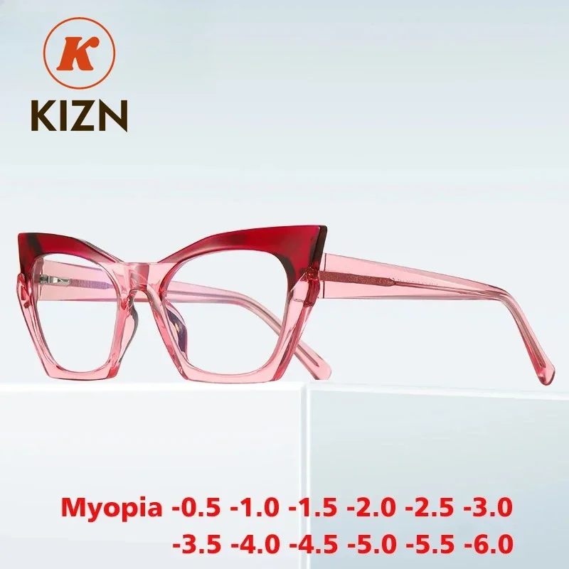 

KIZN Cat Eye Myopia Glasses Frame Fashion Women Anti Blue Light Prescription Optics Eye protection Eyeglasses -0.50 TO -10