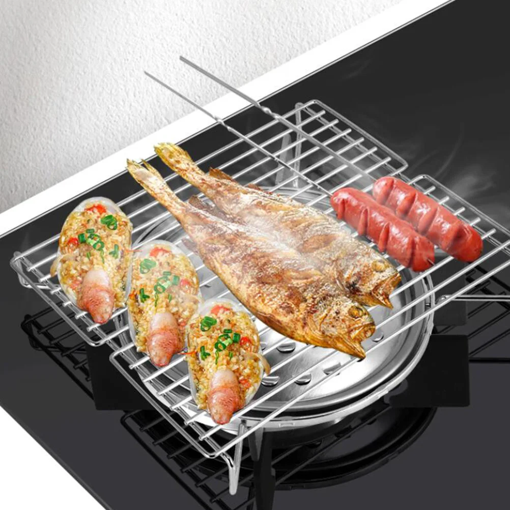 

1Pcs Camping Barbecue Grill Stainless Steel Portable Compact Outdoor Picnic Stove Rack Tool Barbecue Grill Grate