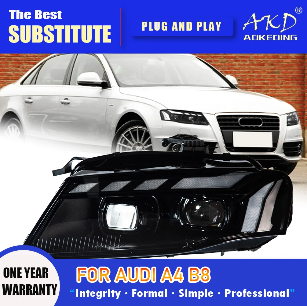 

Фара для A4 A4L B8, светодиодная фара 2009-2012, фары A4L DRL, указатель поворота, дальний свет, линза проектора «ангельский глаз»