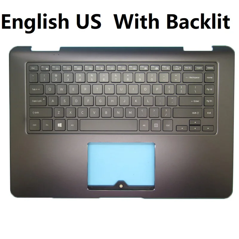 

English US Black Laptop PalmRest&keyboard For Samsung NP750QUB 750QUB With Backlit Without Touchpad New