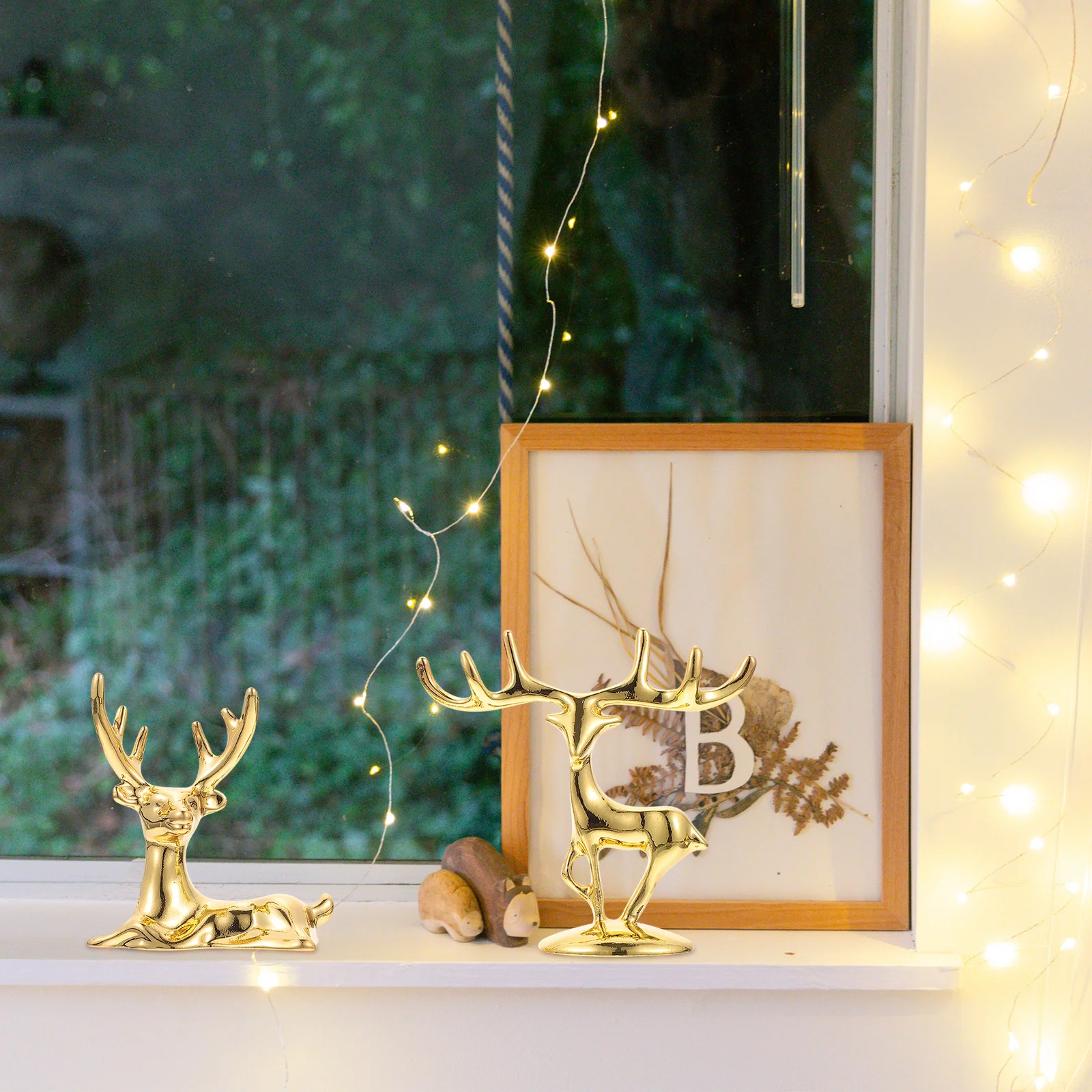 

4Pcs Christmas Elk Shape Ornament Zinc Alloy Desktop Decor Household Xmas Decoration Gift Elk Shape Decor Xmas Gift