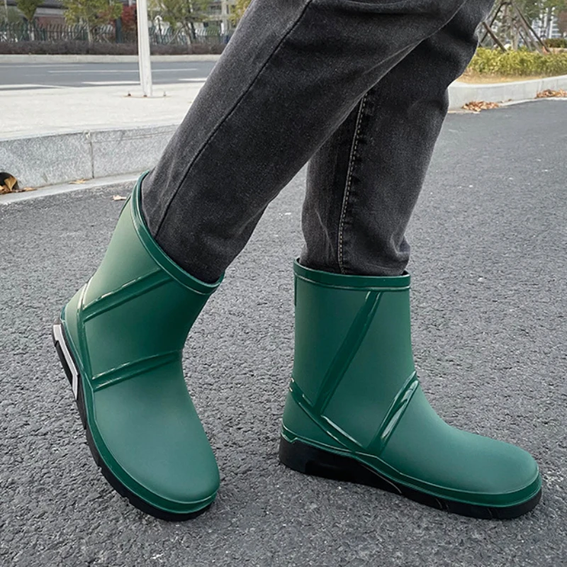 Rubber Shoes for Fishing Husband Waterproof Work Safety Shoes Rain Boots Mens Mid Calf Garden Galoshes Footwear Kitchen Boot