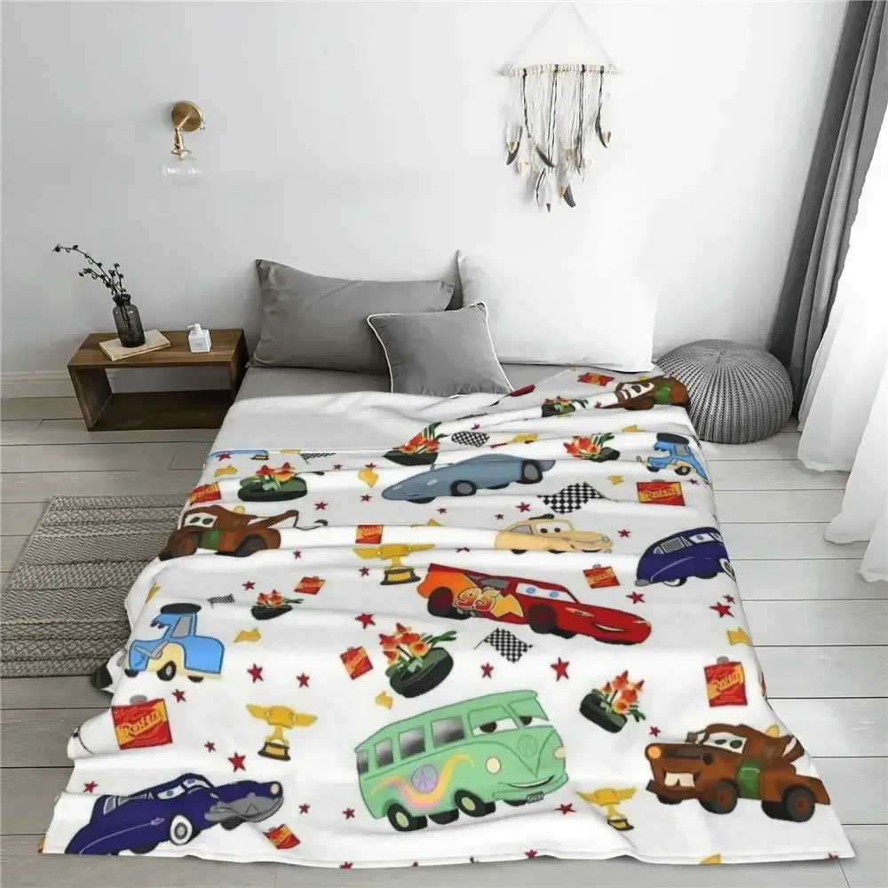 Life Is A Highway Lightning McQueen Blanket Velvet Print Cars Breathable Super Warm Throw Blanket for Bed Couch Plush Thin Quilt