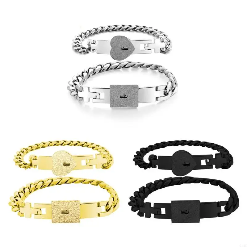 G2AC 2 Pieces/Set Matching Bracelets Gift for Couples Lover Heart Lock for Key Bracel