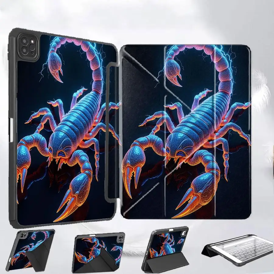 

Чехол-подставка для планшетов iPad Pro 2025, Mini 6, 7, Pro 11-го, 10-го, 9-го, 8-го, 7-го поколений, 12.9 дюймов, Air 4, 5, M3, M2, M4, 11 дюймов, Cool Scorpion