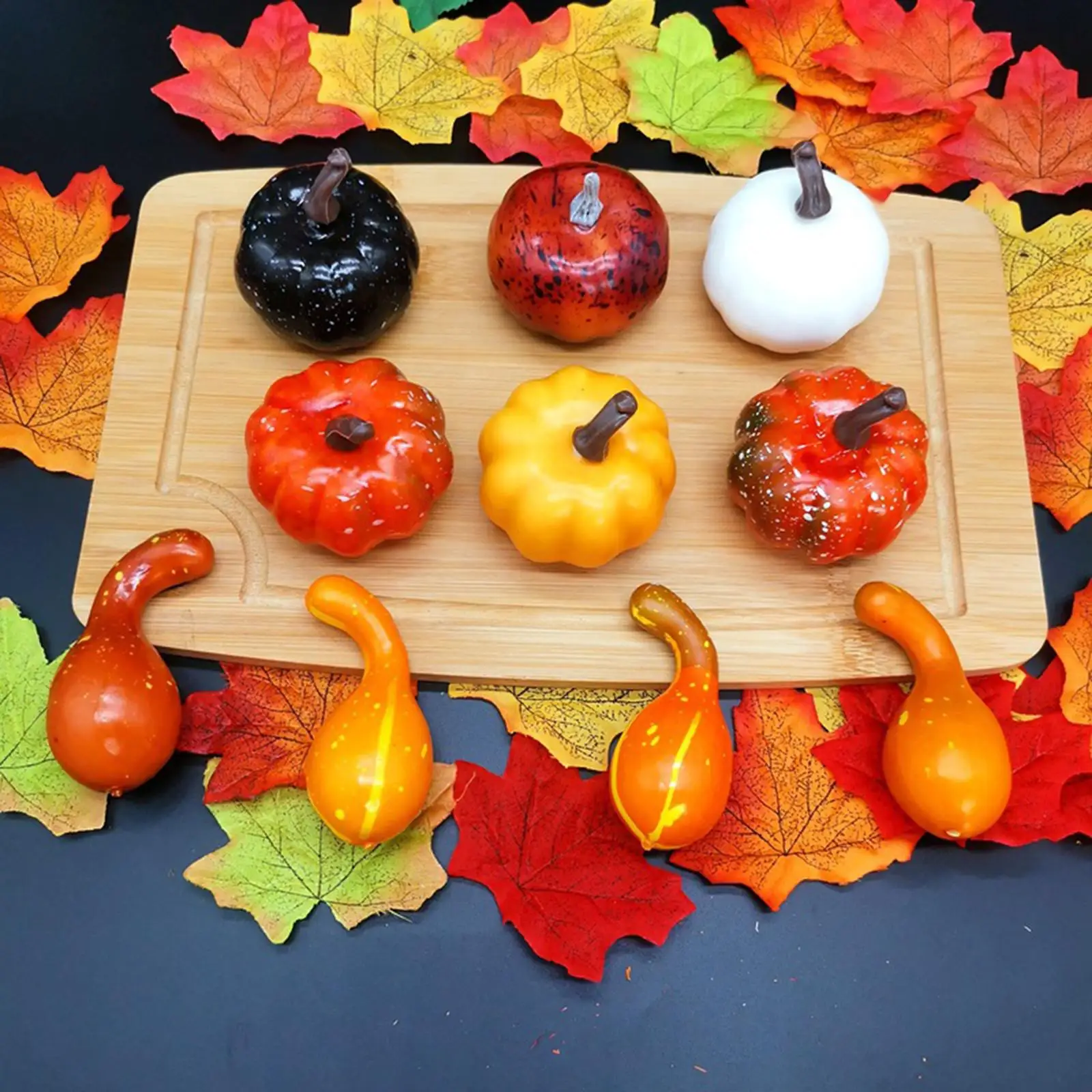 10Pcs Fake Pumpkins Model Mini Rustic Children's Education Tool Fake Foam Pumpkins for Halloween Kitchen Thanksgiving Fall - view 6