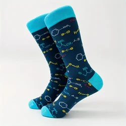 1 pair of new autumn and winter chemical element equation pattern men's couple middle tube socks