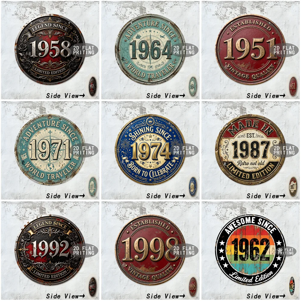 Round Vintage Birth Year World Traveler Metal Tin Sign Retro Limited Plaque Bar Garage Home Wall Decor Art