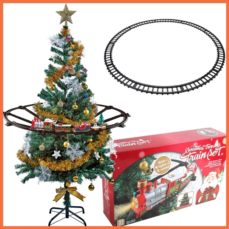 Natal Trem Elétrico Set, Trilha De Árvore De Natal, Decoração Do Carro, Trens, Noel Gift, Xmas Tree Decoration