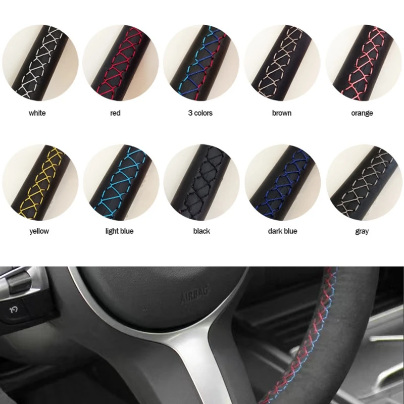 Braid Car Steering Wheel Cover For Honda Civic Old Civic (3-Spoke) 2006-2011 Suede Leather Steering Wrap Car Accessories