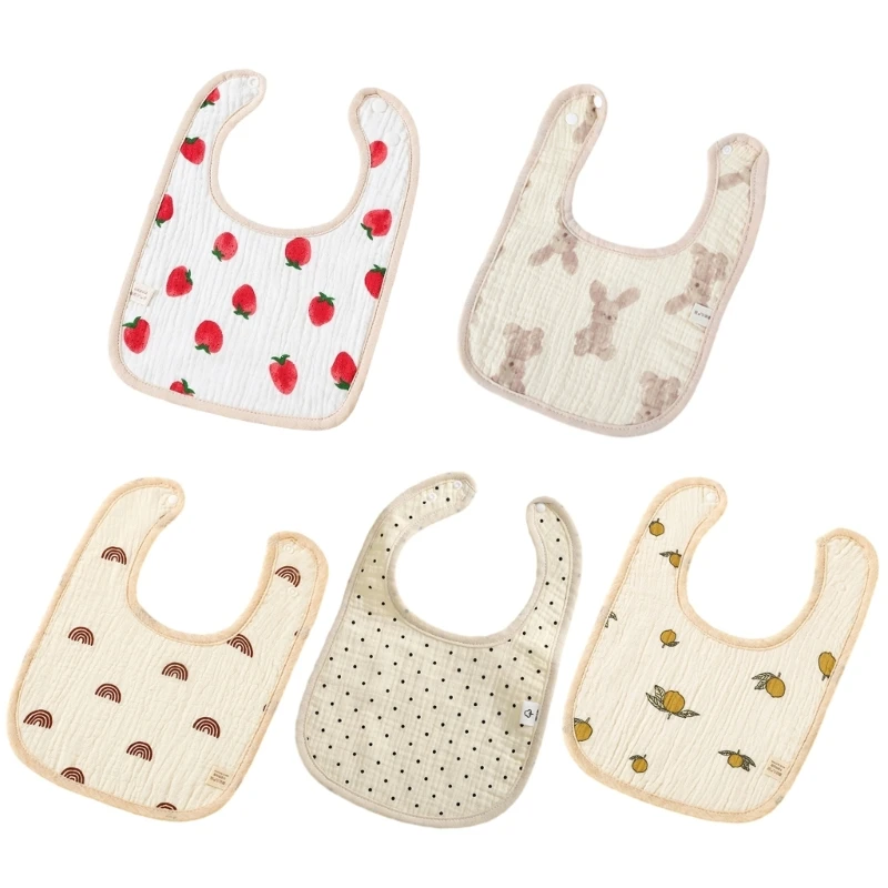 

Soft & Absorbent Cotton Baby Drool Bibs 4 Layers Newborn Bibs Rabbit Lemon Pattern Baby Burp Cloth Suitable for Newborns