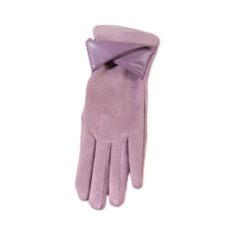 Elegante Damen-Winterhandschuhe aus Wildleder, Touchscreen-kompatibel, mit Samtfutter, warm, 1 Paar für Pendeln und Dates – Detail 5