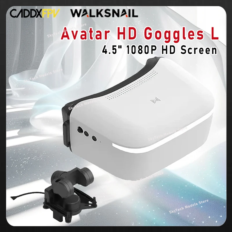 CADDX Walksnail Avatar HD-bril L-1920x1080 4,5 inch 4 km 9-assige hoofdtracking H.265 5.8G FPV-bril voor RC-auto's Vast - Vleugel