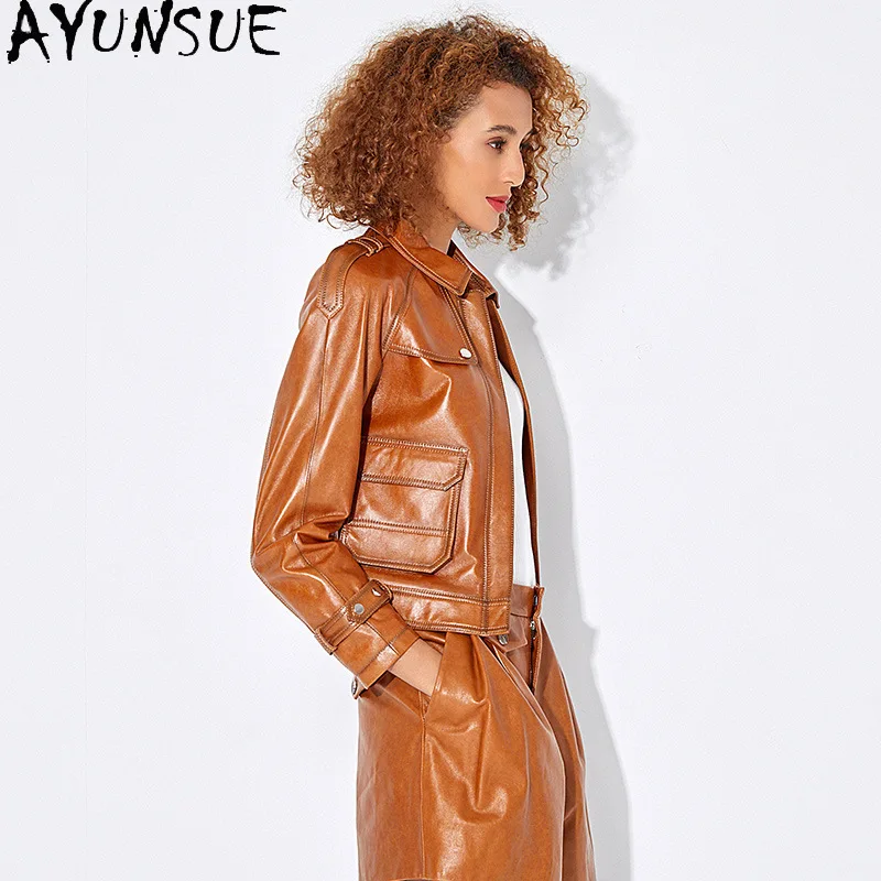AYUNSUE 100% pelle di pecora vera pelle giacca donna nero cappotto da moto giacche da donna primavera autunno vestiti slim onderdelenха Жiichtха Ж Dön Döncud