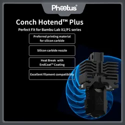 Phaetus Conch Hotend / Conch Hotend Plus EndCoat Nozzle / Silicon Carbide Nozzle For Bambu Lab X1 And P1 Series 3D Printers