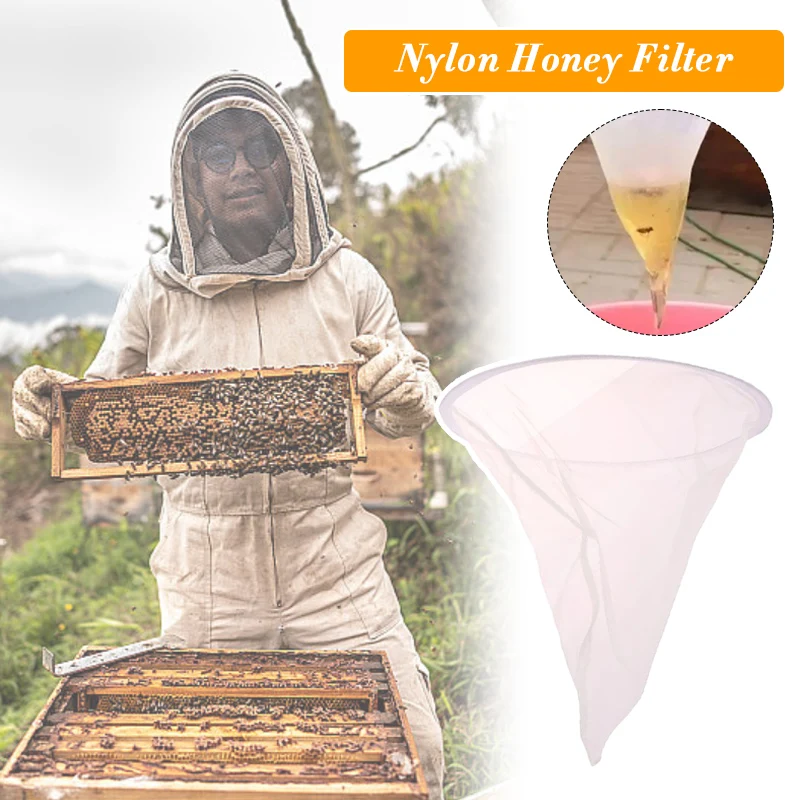 Honey Filter Nylon Cone-Shaped Sieve Funnel Honey Flow Mesh Impurity Filter Cloth Fiber Precision Screener Beekeeping Supplies